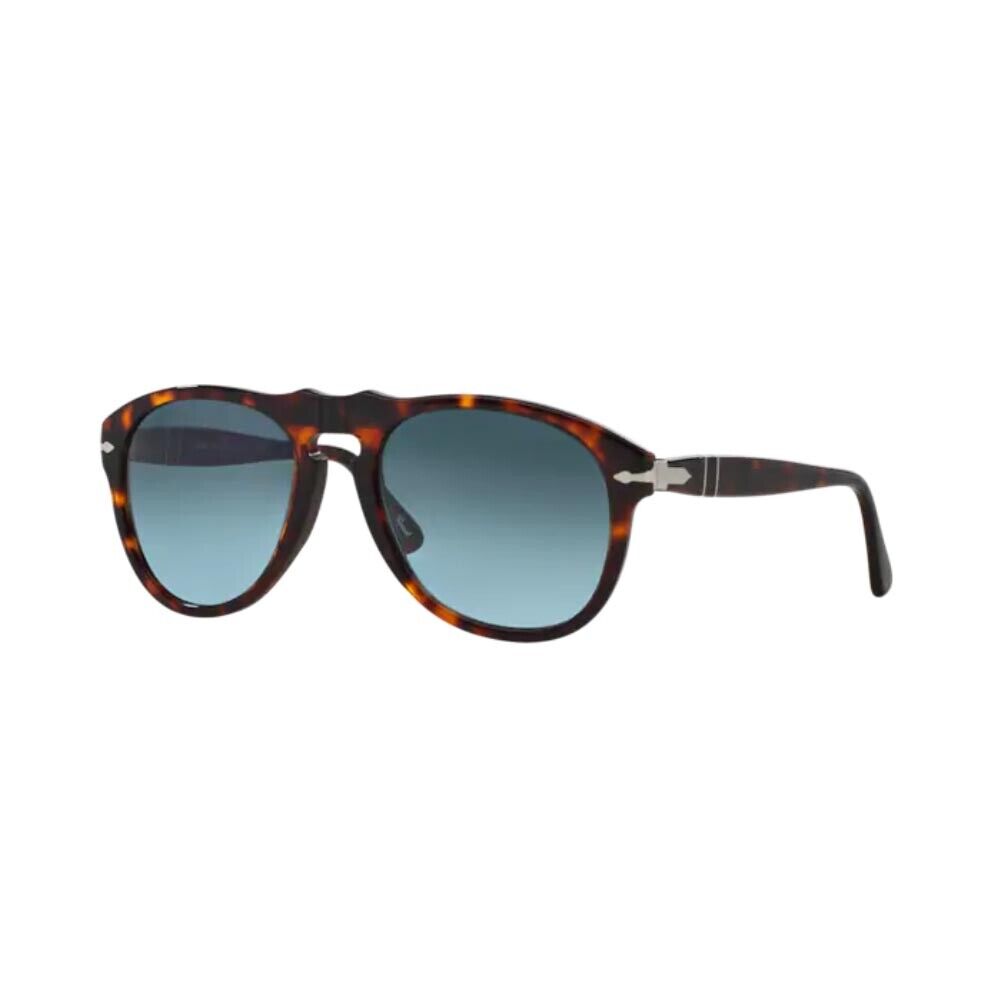 Occhiali da Sole Uomo Persol 0649 24/86 Havana Pilot Lenti Blu Sfum. Calibro 54