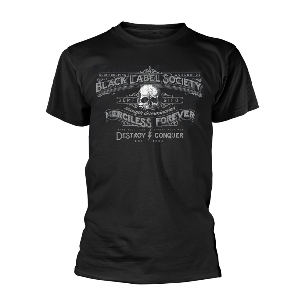 BLACK LABEL SOCIETY - MERCILESS FOREVER BLACK T-Shirt, Front & Back Print Small