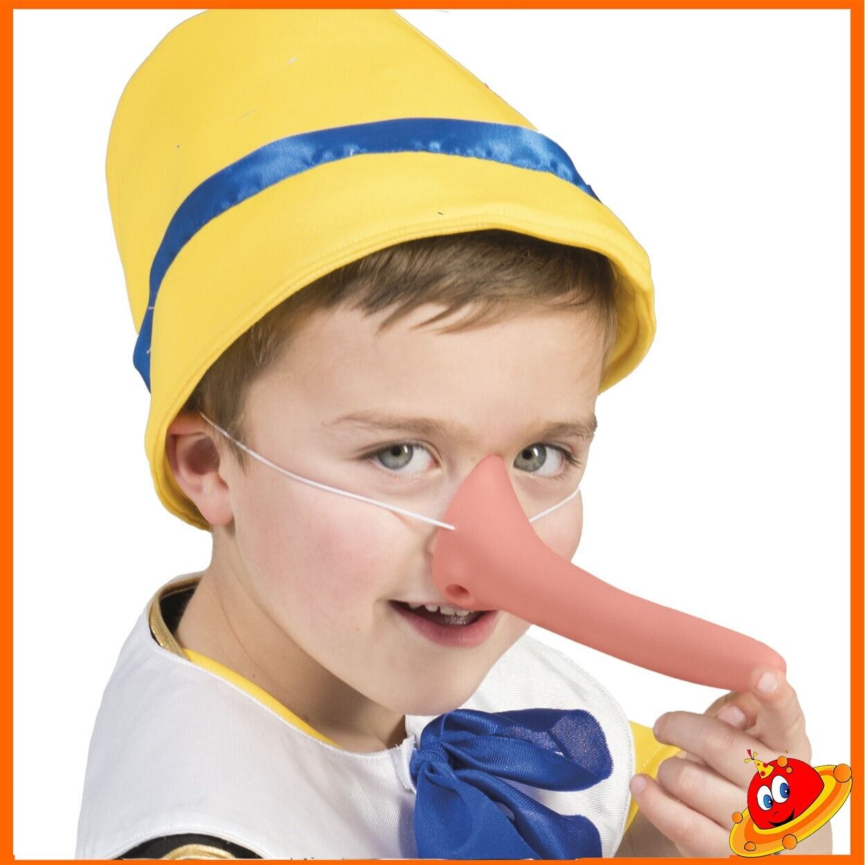 Carnevale Halloween Naso Lungo cm 17 Pinocchio Burattino in lattice con elastico