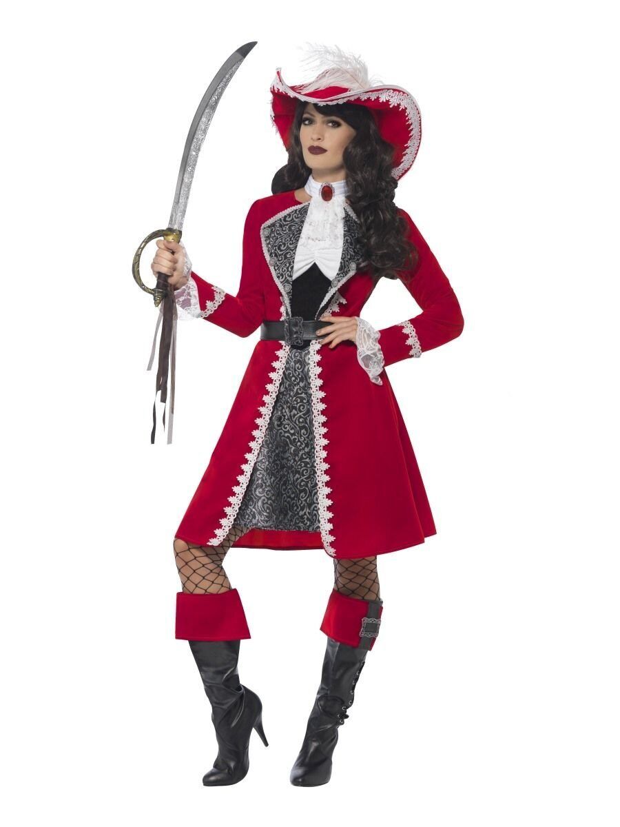 Smiffys Deluxe Authentic Lady Captain Costume, Red (Size X1)