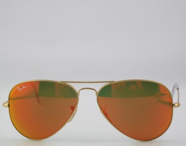 OCCHIALI DA SOLE RAY-BAN Italy large metal aviator 3025 112/69 arancione spec...