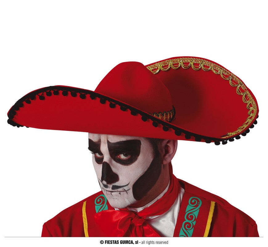 SOMBRERO DIAS DE LOS MUERTOS ROSSO