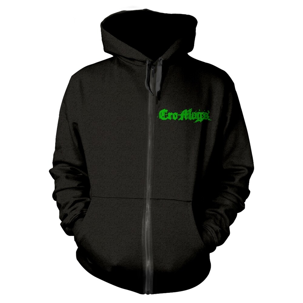 CRO-MAGS - GREEN LOGO BLACK Hooded Sweatshirt with Zip Small