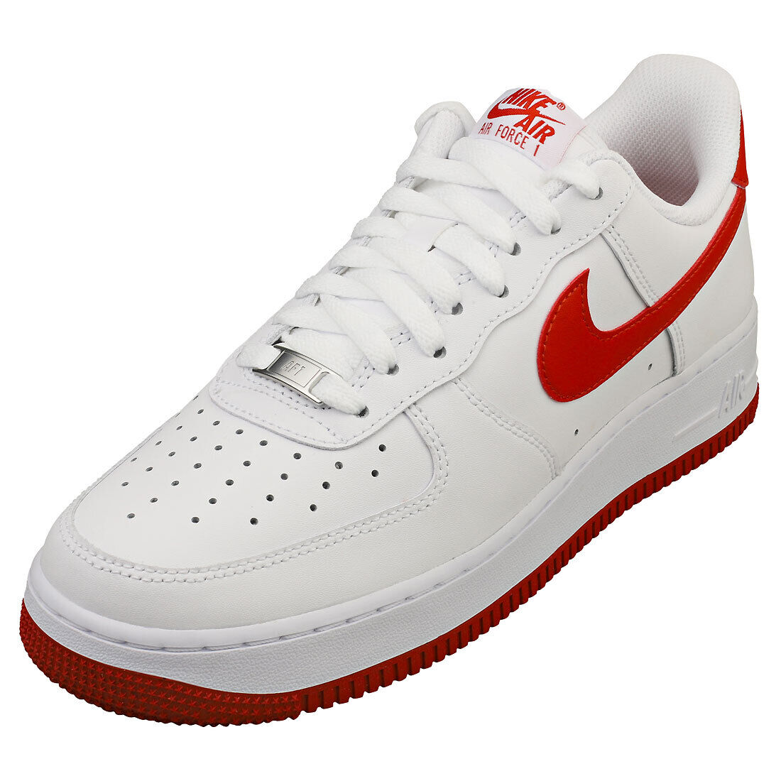 Nike Air Force 1 07 Uomo White Red Formatori  - 45 EU