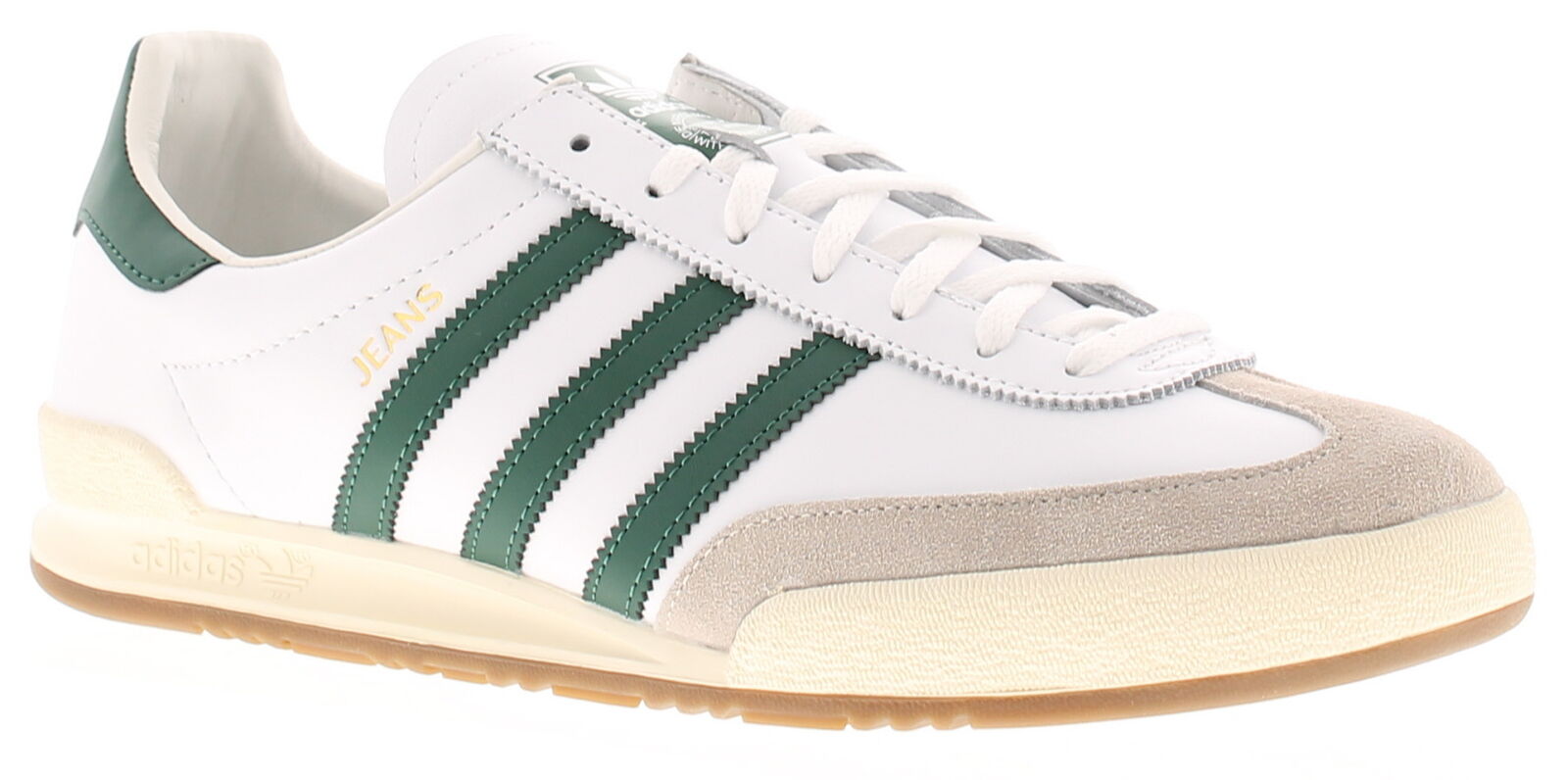 Adidas Originals Uomo Ginnastica con Lacci Jeans Pelle 3 Righe Bianco Verde UK