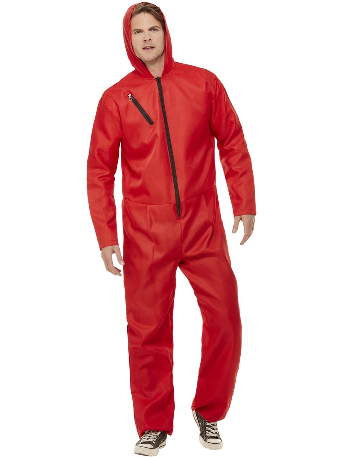Smiffys Bank Robber Jumpsuit, Red (Size L)