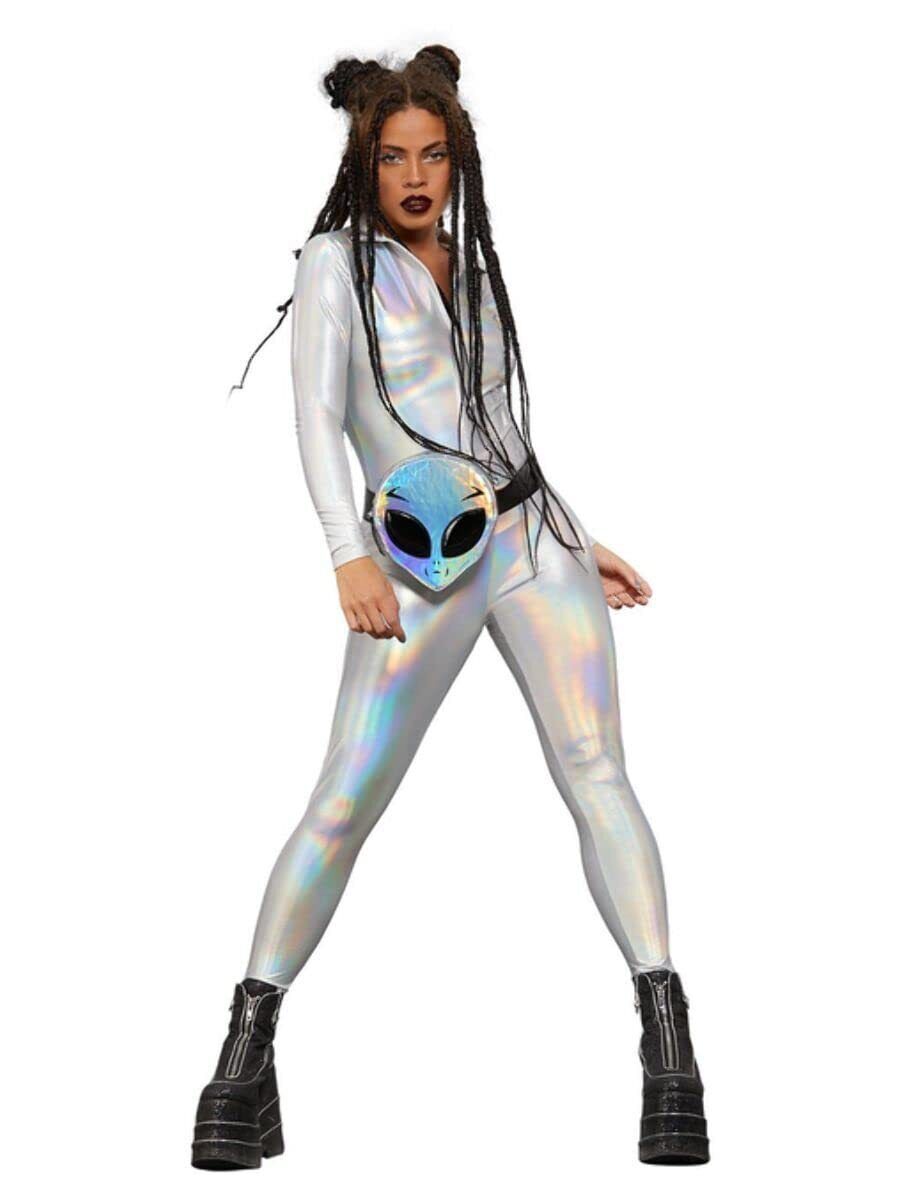 Smiffys Fever Miss Whiplash Mirror Holographic Costume (Size S)