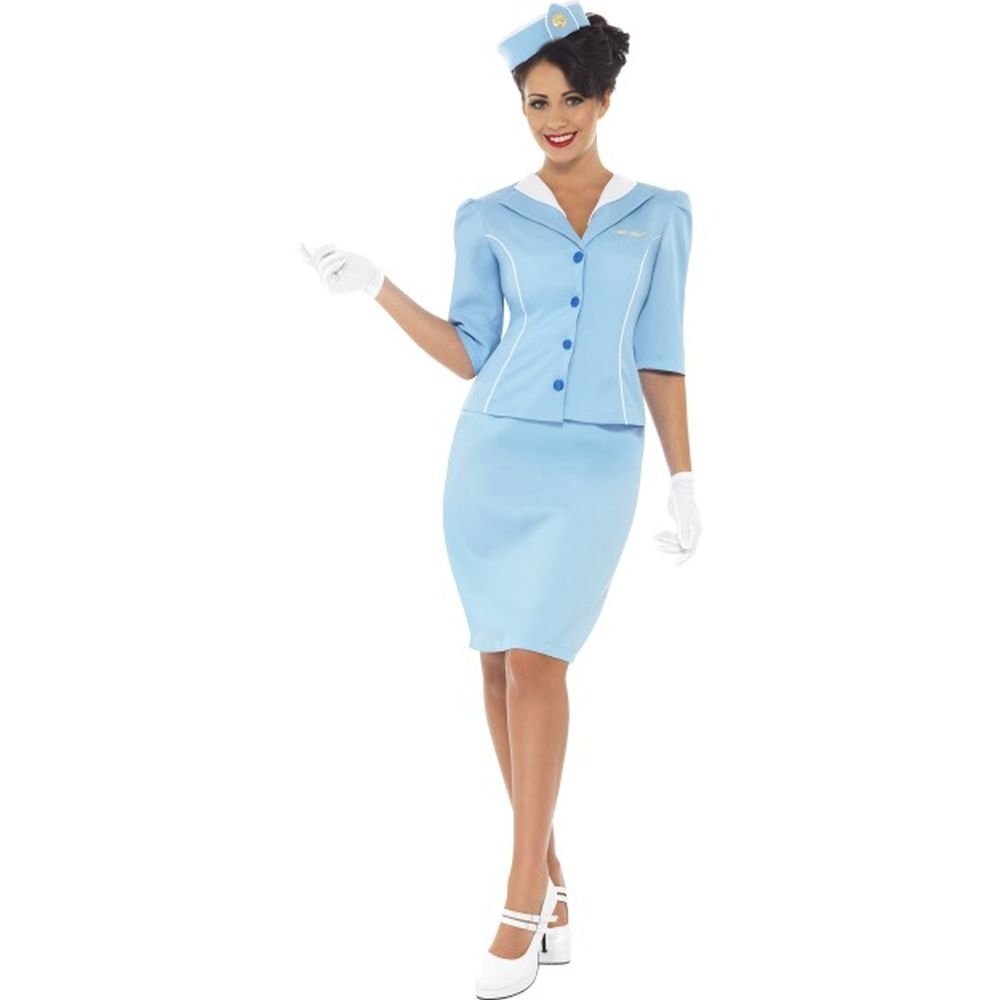 Smiffys Air Hostess Costume, Blue (Size M)