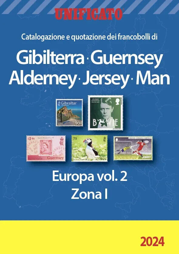 UNIFICATO CATALOGO FRANCOBOLLI EUROPA VOLUME 2 GIBILTERRA GUERNSEY 2024