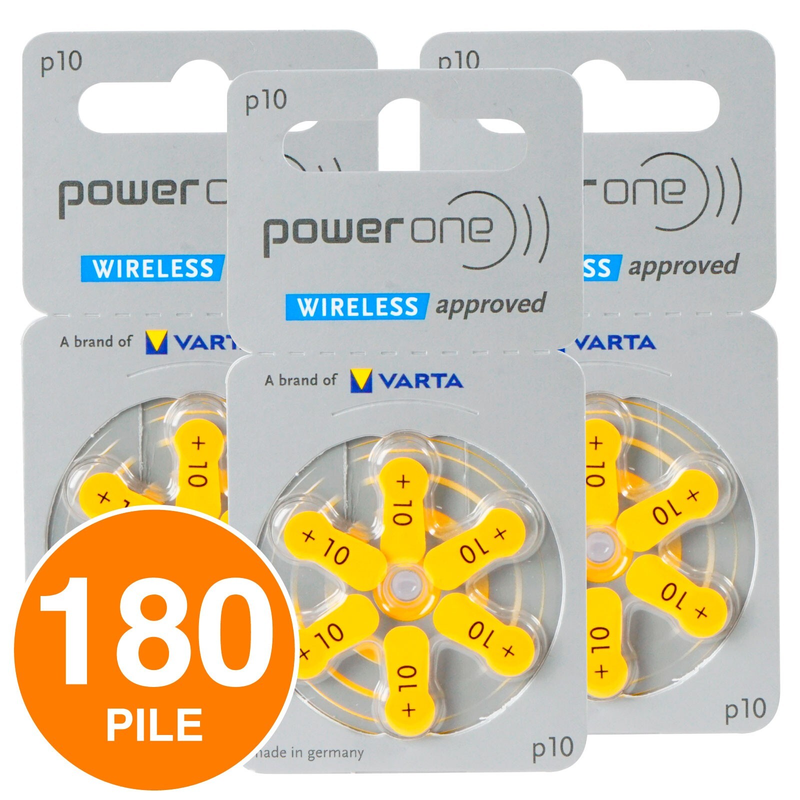 180 Batterie PILE POWERONE 10 per Apparecchi Acustici PROTESI udito PR70 p10