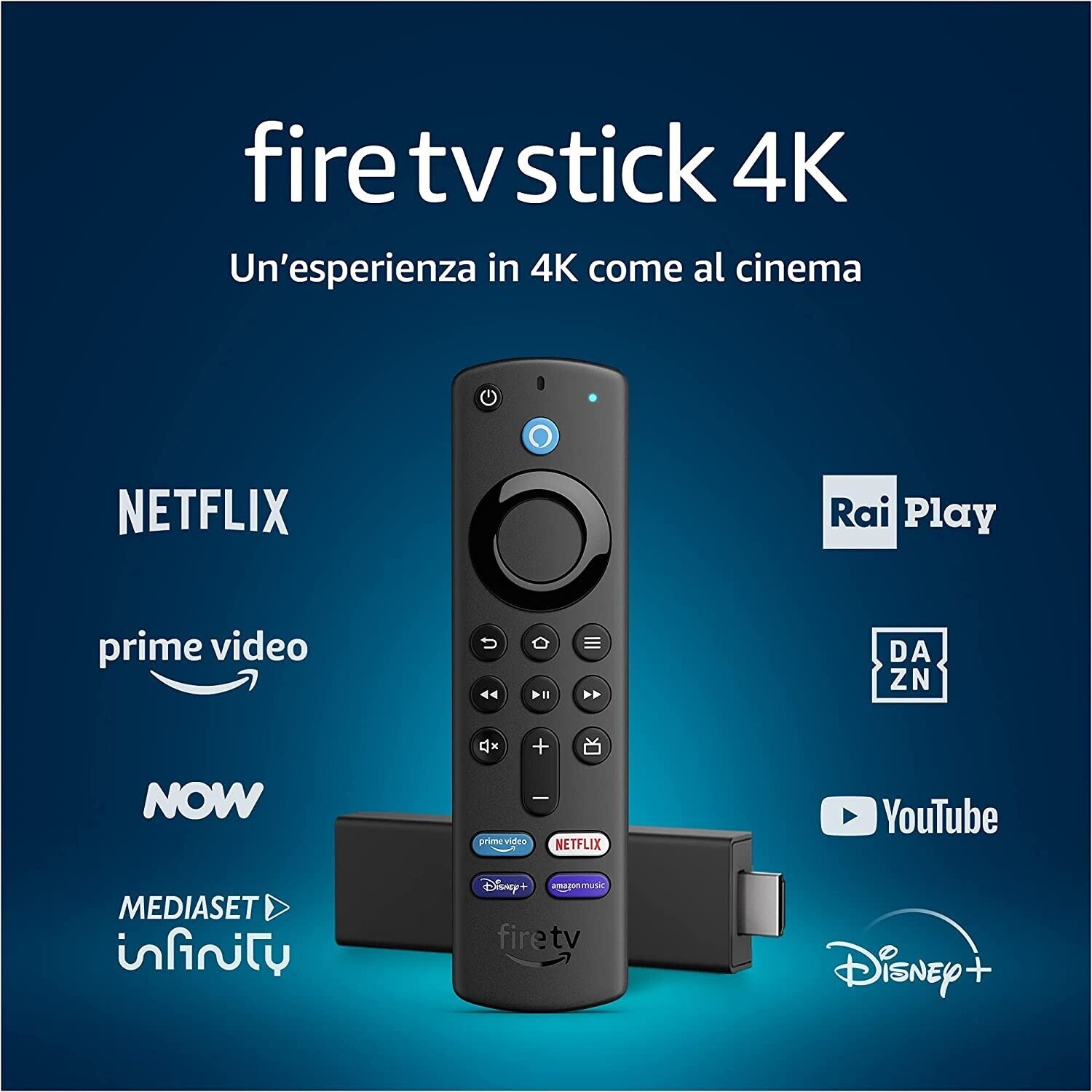 ULTIMA GENREAZIONE AMAZON FIRE TV STICK 4K ULTRA HD CON TELECOMANDO VOCALE ALEXA