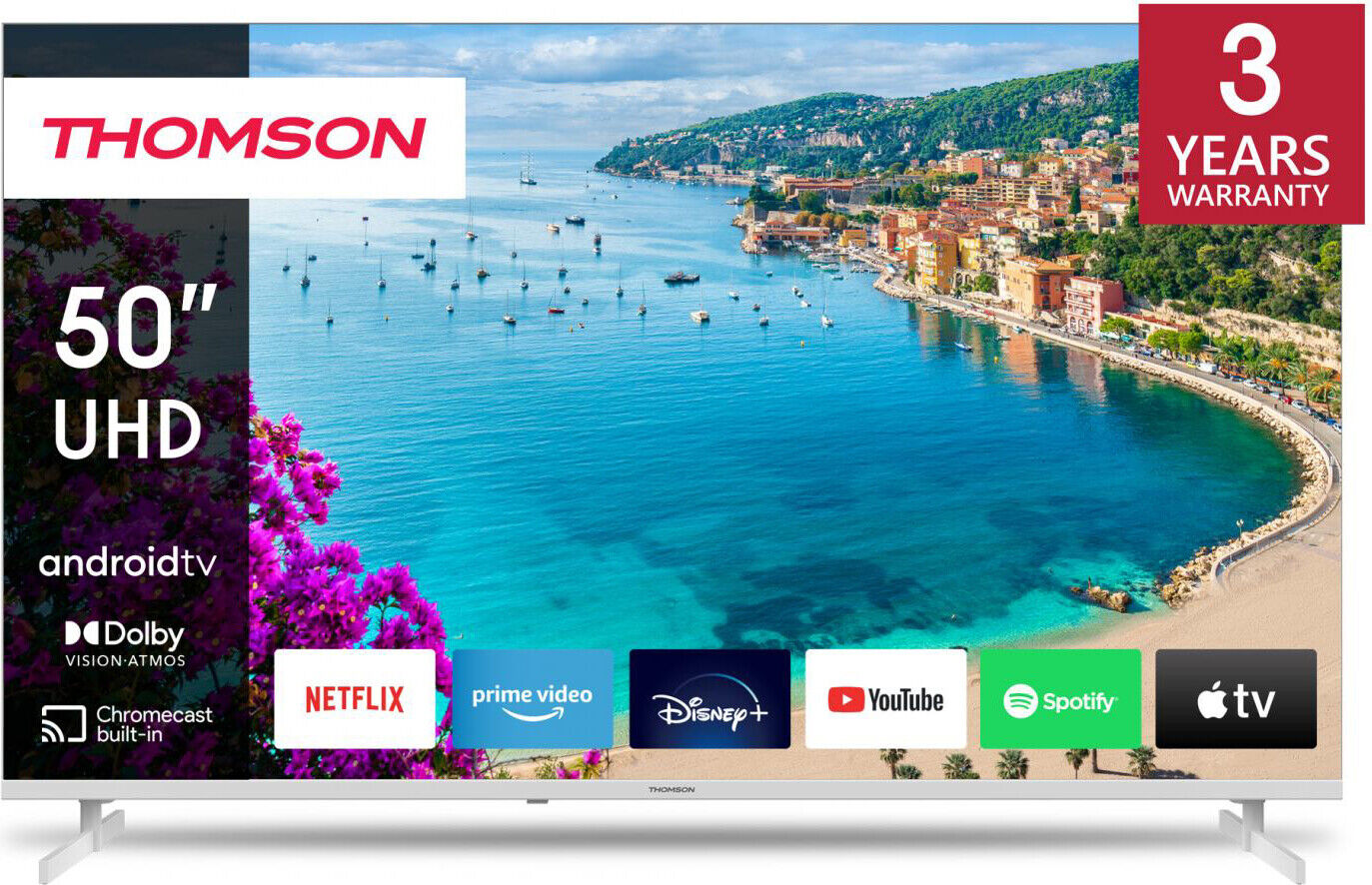 Smart TV 50 Pollici 4K Ultra HD LED Google TV Assistant Bianco 50UA5S13W Thomson