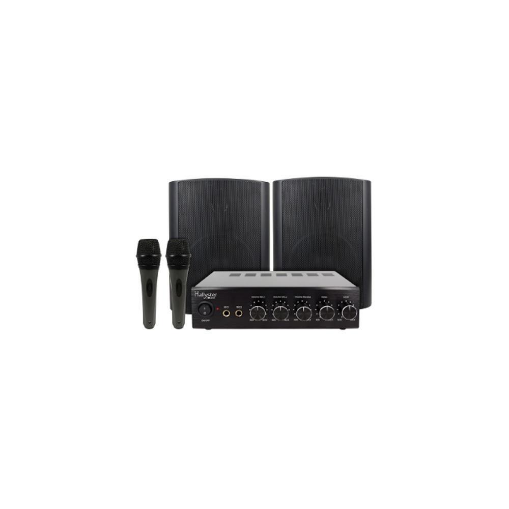 KIT KARAOKE AMPLIFICATORE CON ALTOPARLANTI E MICROFONI 2X50W WOOFER TWEETER 2VIE