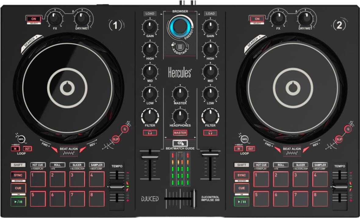 HERCULES Console Dj USB 2 Piatti 5.9" Windows Mac Nero 4780883 Inpulse 300