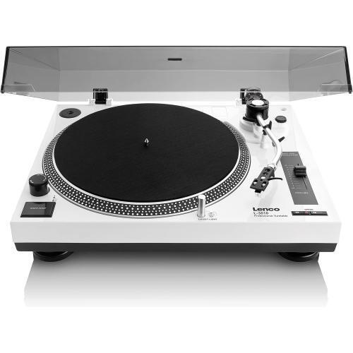 Lenco L-3810 BIANCO Giradischi a trazione diretta con uscita USB  Registrazione