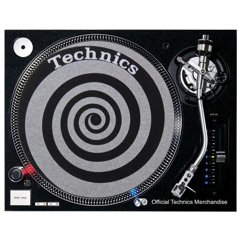 TECHNICS SLIPMATS SPIRAL SILVER coppia panni sottodisco per dj NEW cellophanati