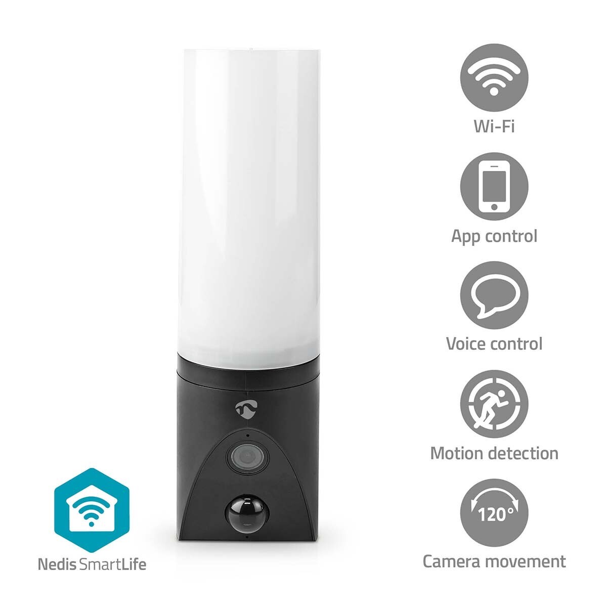 Telecamera esterno spy motorizzata wifi fullHD + applique led luce alexa google