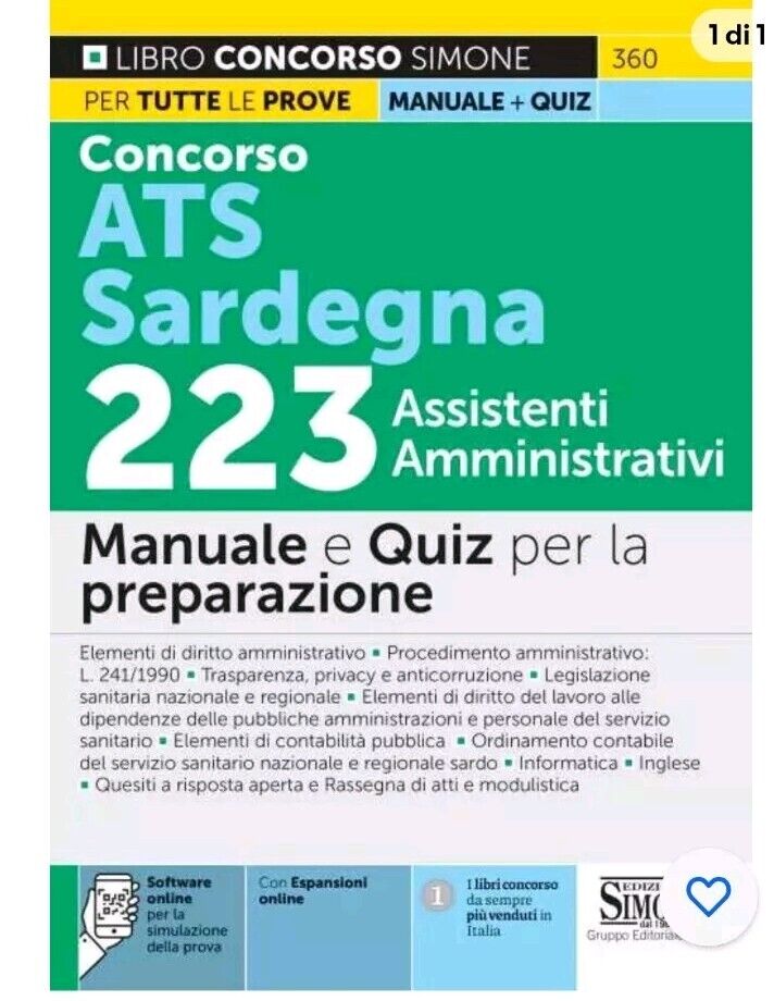 Concorso ATS Sardegna 223 assistenti amministrativi.Manuale e quiz per la prepar