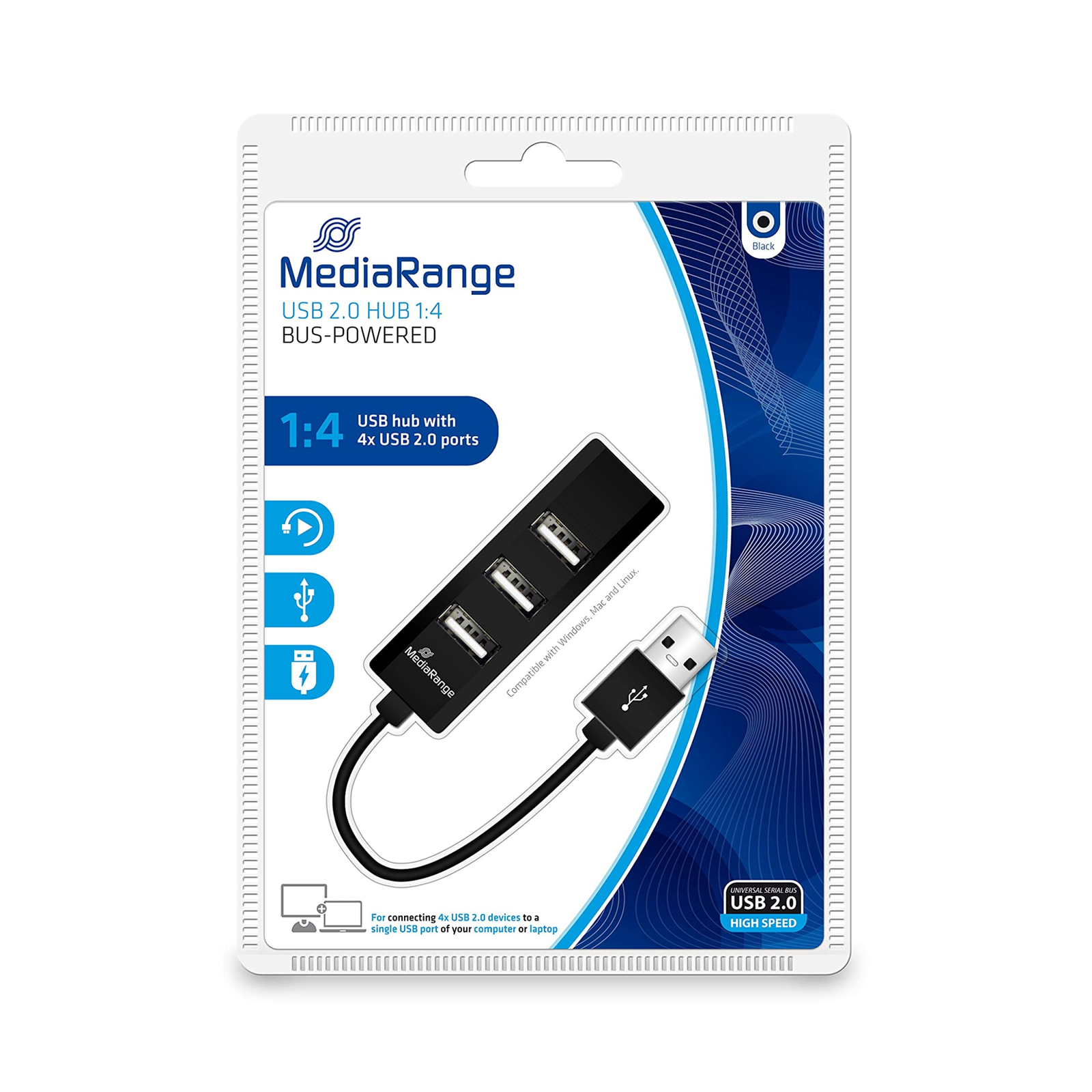 Mediarange: Usb 2.0 Hub 4-Fach -