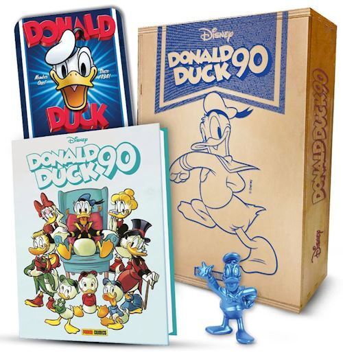 DONALD DUCK 90. ANNIVERSARY BOX. CON STATUINA DEL PERSONAGGIO. CON TARGA METALLI