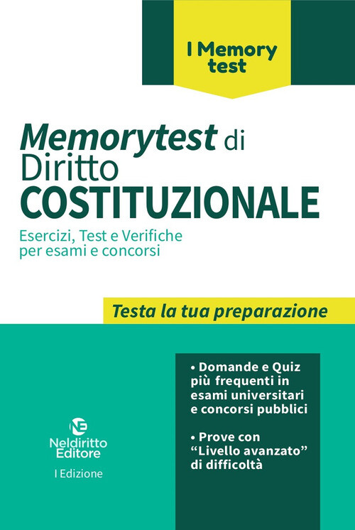 Memorytest Di Diritto Costituzionale. Esercizi, Test E Verifiche Per Esami E Con