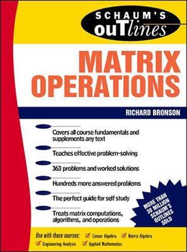 Richard Bronson Schaum's Outline of Matrix Operations (Tascabile)