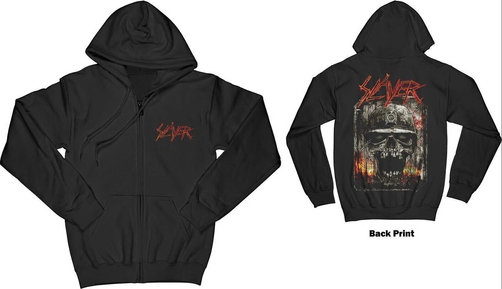 Slayer: Zipped Etched Skull (Back Print) (Felpa Con Cappuccio Unisex Tg. 5XL) -