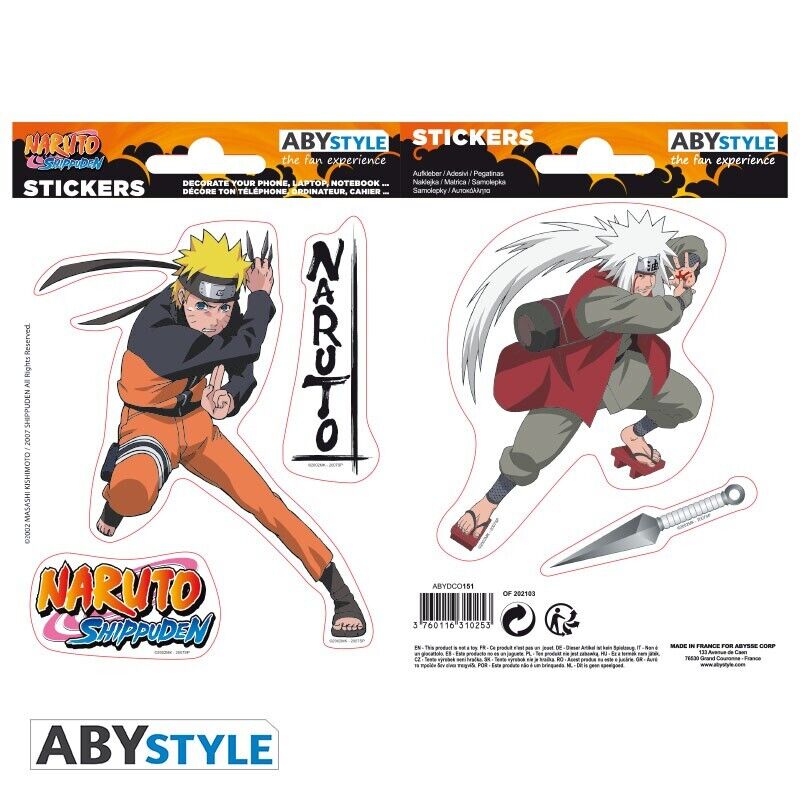 Naruto Shippuden: ABYstyle - Naruto / Jiraiya (Stickers 16x11 Cm & 2 Sheets / Fo