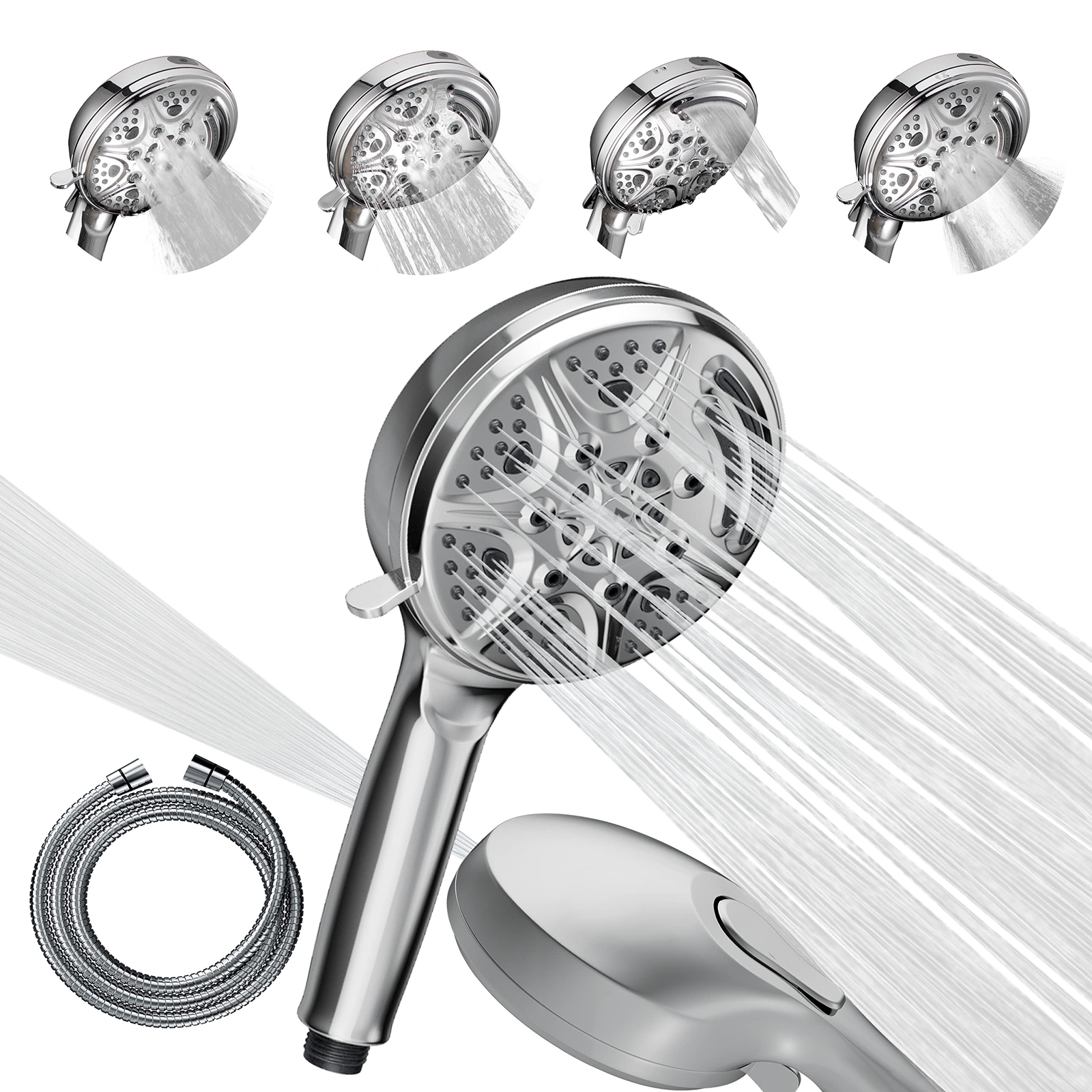 SparkPod 5`` 9 Spray Setting Shower Head with On/Off Chrome NUOVO