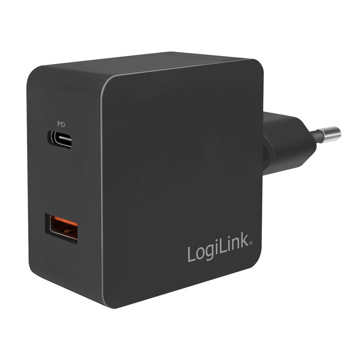LogiLink USB Steckdosenadapter 2port,USB-A(QC) USB NUOVO