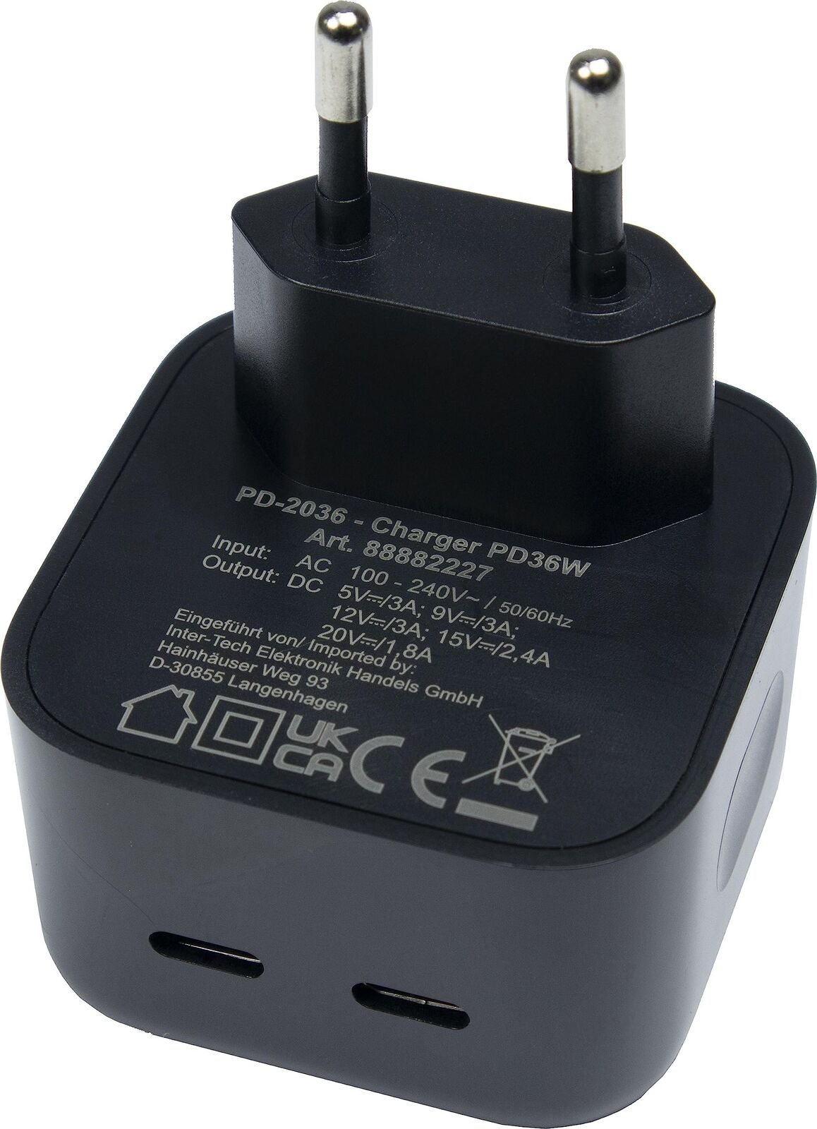`Inter-Tech PD-Charger USB C,PSU PD-2036, PD 36W, s` ACC NUOVO