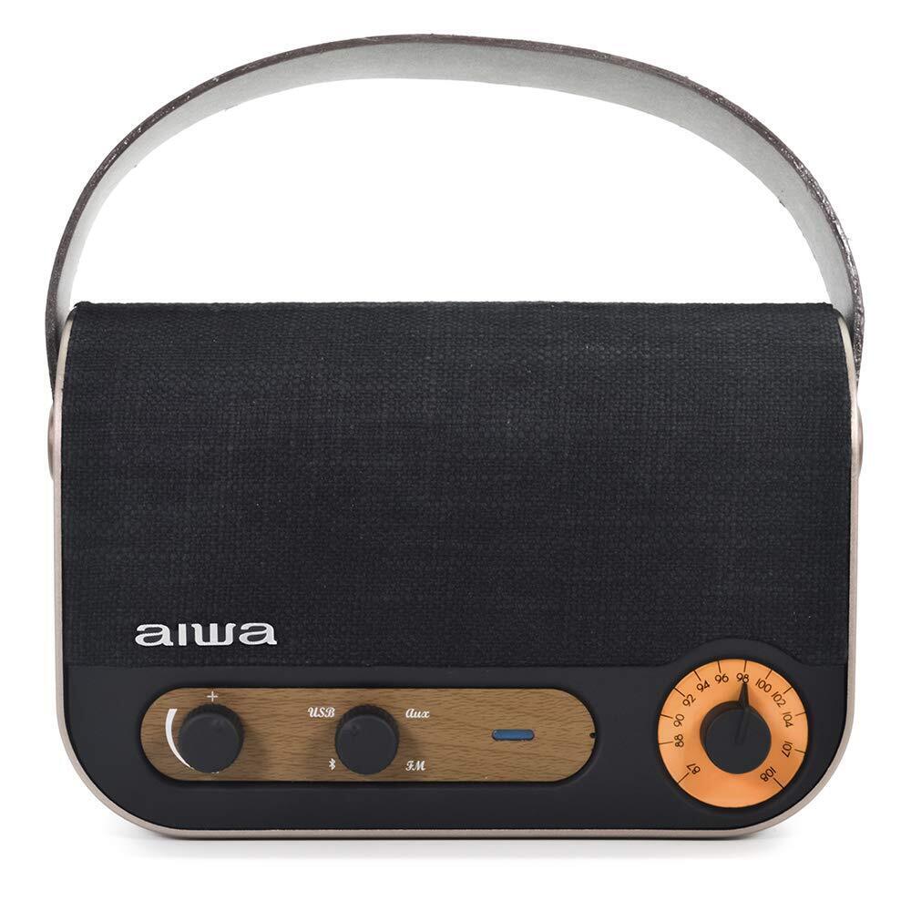 Aiwa Vintage Style Portable Radio & Speaker (Fm/Usb/Aux/Bt) NUOVO