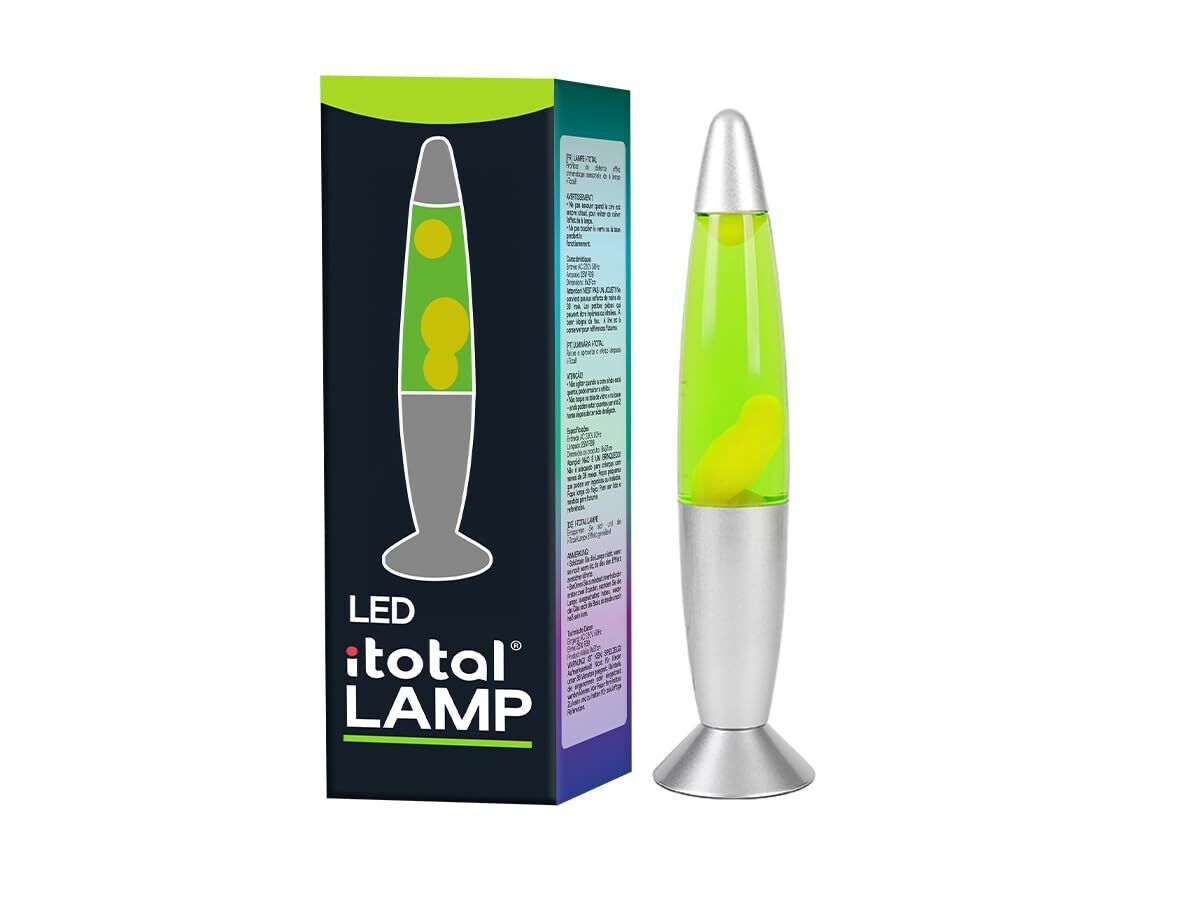 Itotal - Led Lava Lamp W/Green Light - Silver Base And White Wax (X... Toy NUOVO