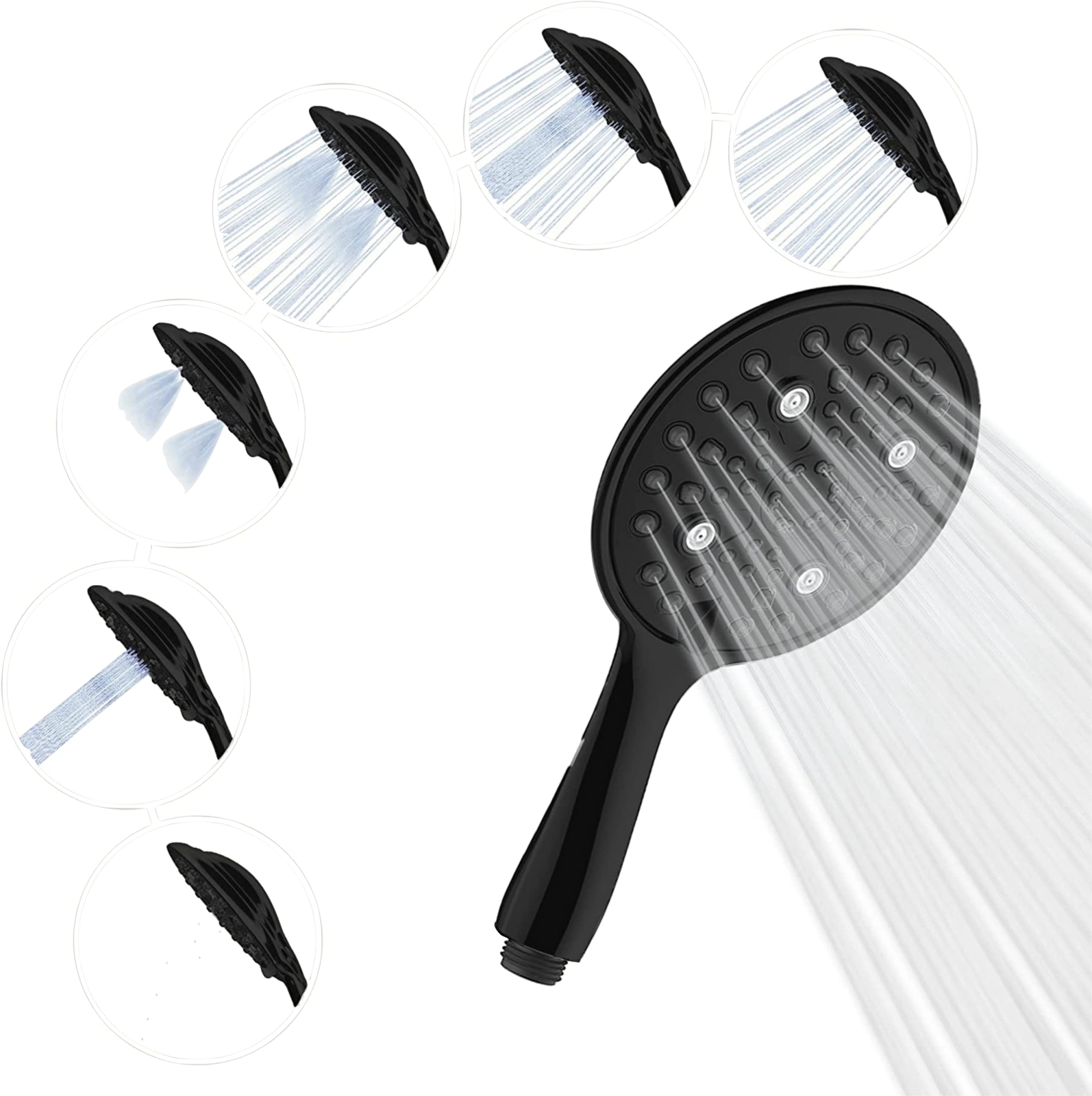 SparkPod 6 Function High Pressure Shower Head   6`` Black NUOVO