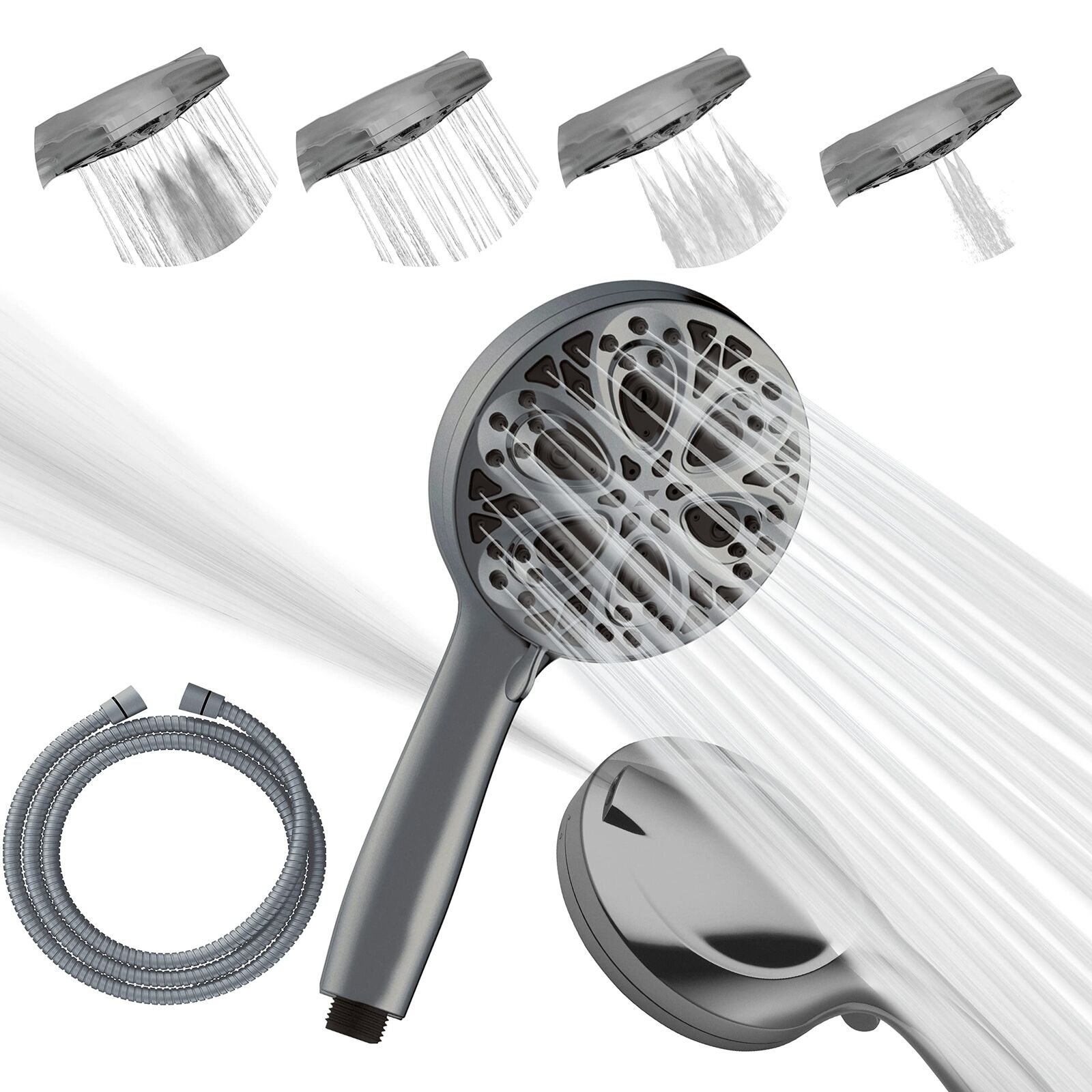 SparkPod Shower Head and Hose Set Charcoal Grey 5`` NUOVO