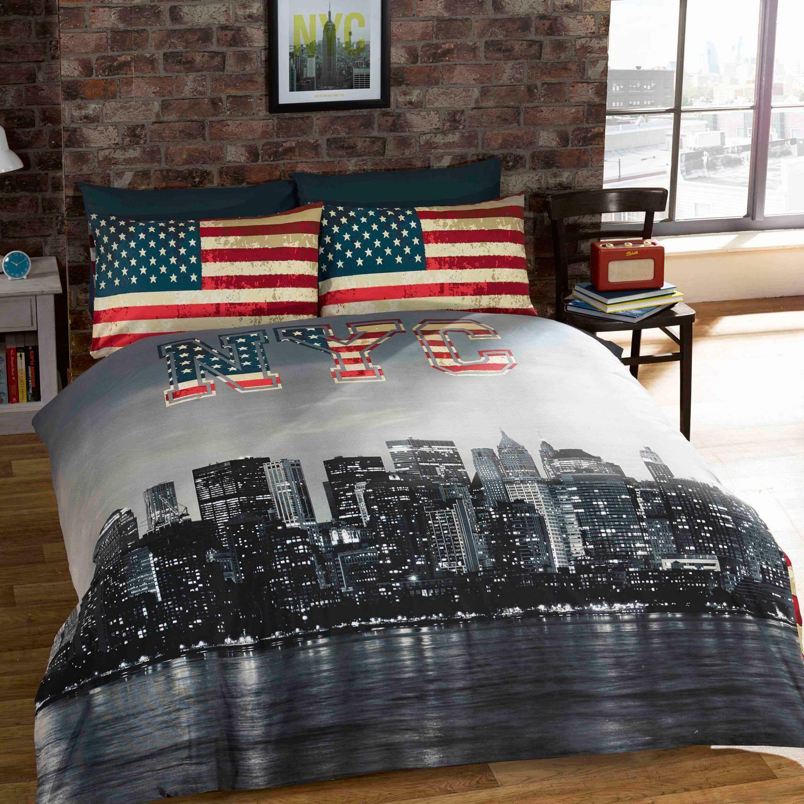 New York Completo Copripiumino Matrimoniale Fronte-Retro Letto Americano Città