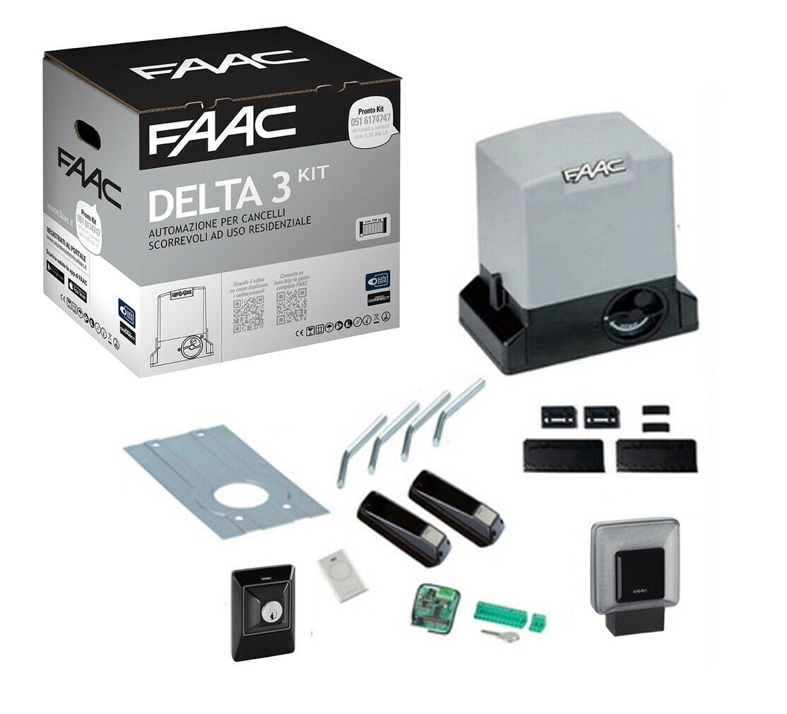 KIT AUTOMAZIONE PER CANCELLI SCORREVOLI 230V DELTA 3 900KG FAAC COD. 105630445