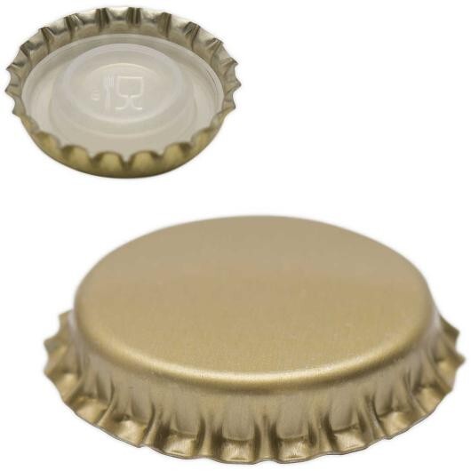 TAPPO CORONA CON SOTTOTAPPO TAPPI ORO BASSO PER BOTTIGLIA 200PZ DIAMETRO 29MM