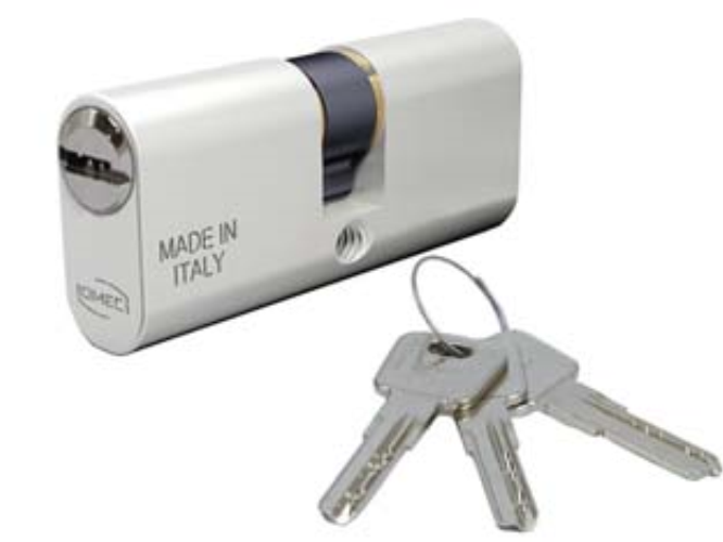 Cilindro a infilare ovale in  alluminio con chiave piatta 2140 - mm.60 centrato