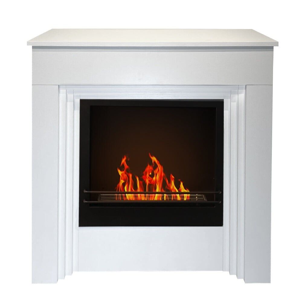 Camino a bioetanolo BELLINI in legno Bianco Made in Italy L96 x P35 x H96