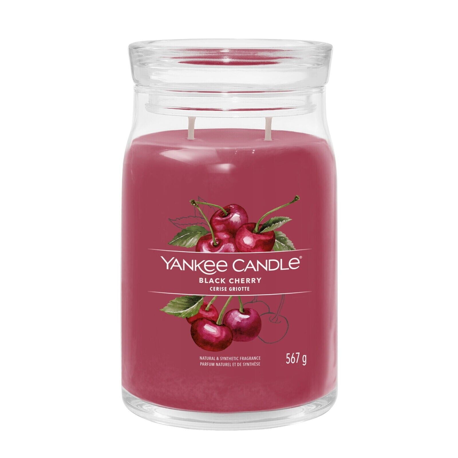 YANKEE CANDLE CANDELA PROFUMATA SIGNATURE JAR GRANDE BLACK CHERRY GIARA