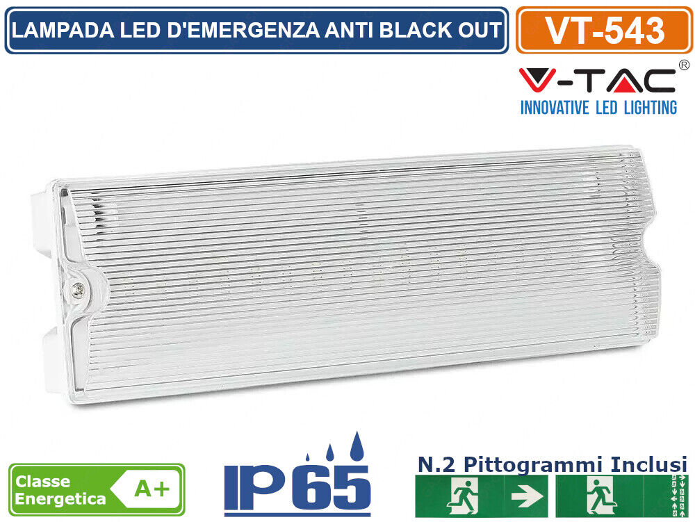 V-TAC VT-543 LAMPADA LED D'EMERGENZA ANTI BLACK OUT GRADO DI PROTEZIONE IP65