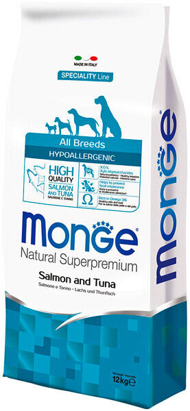 Monge Natural Hypoallergenic Salmone e Tonno Crocchette Per Cani 12KG
