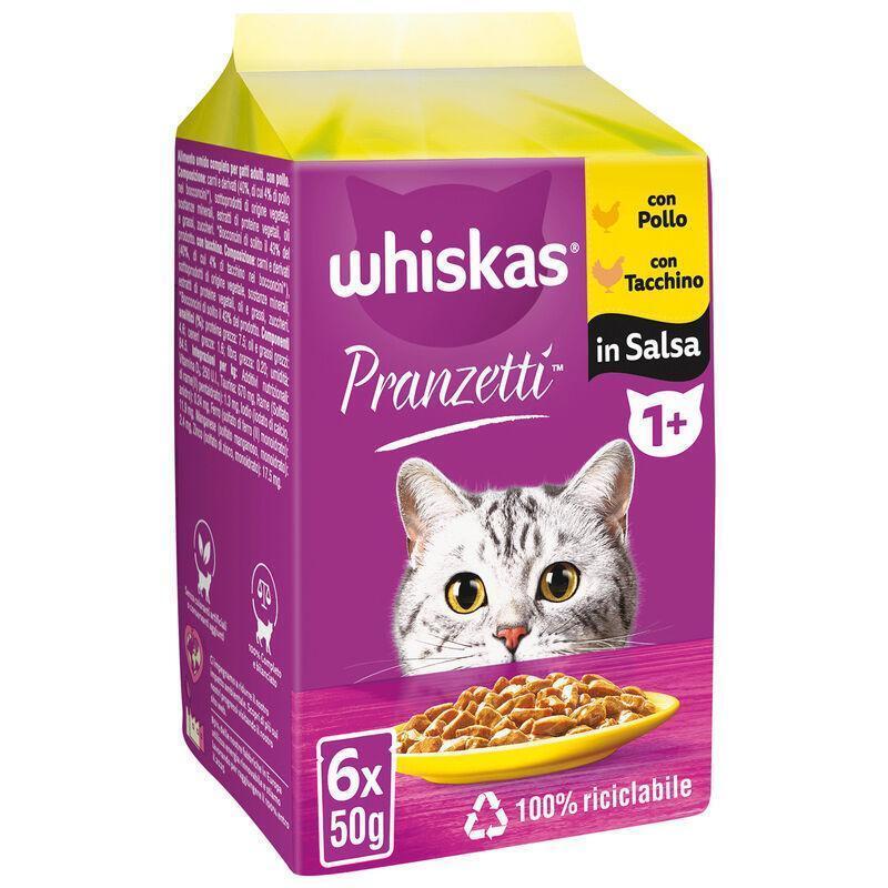 Whiskas Pranzetti 1+ Cat con pollo e con tacchino 6x50gr