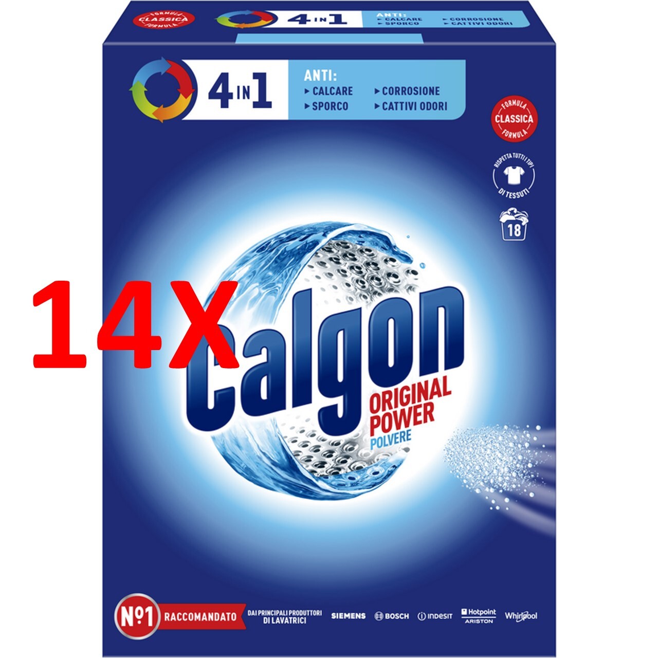 14 X Calgon Polvere 4 In 1  Anticalcare Antisporco Anticorrosione Anti Cattivi