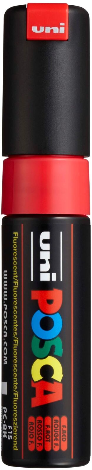Uni-Ball Posca PC-8K Broad Chisel Tip Marker - Fluorescent Red