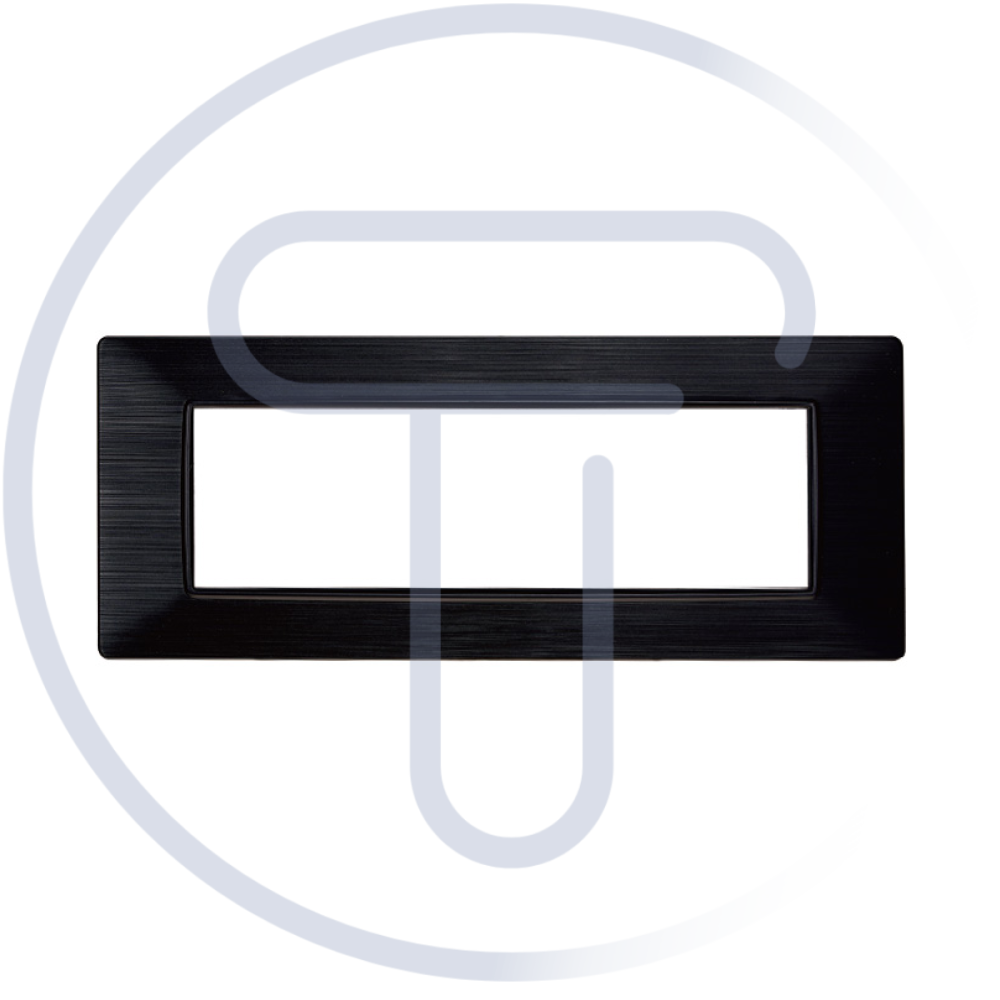 Placca Starlight, 7 moduli, plastica satinata, nera, compatibile Vimar Plana