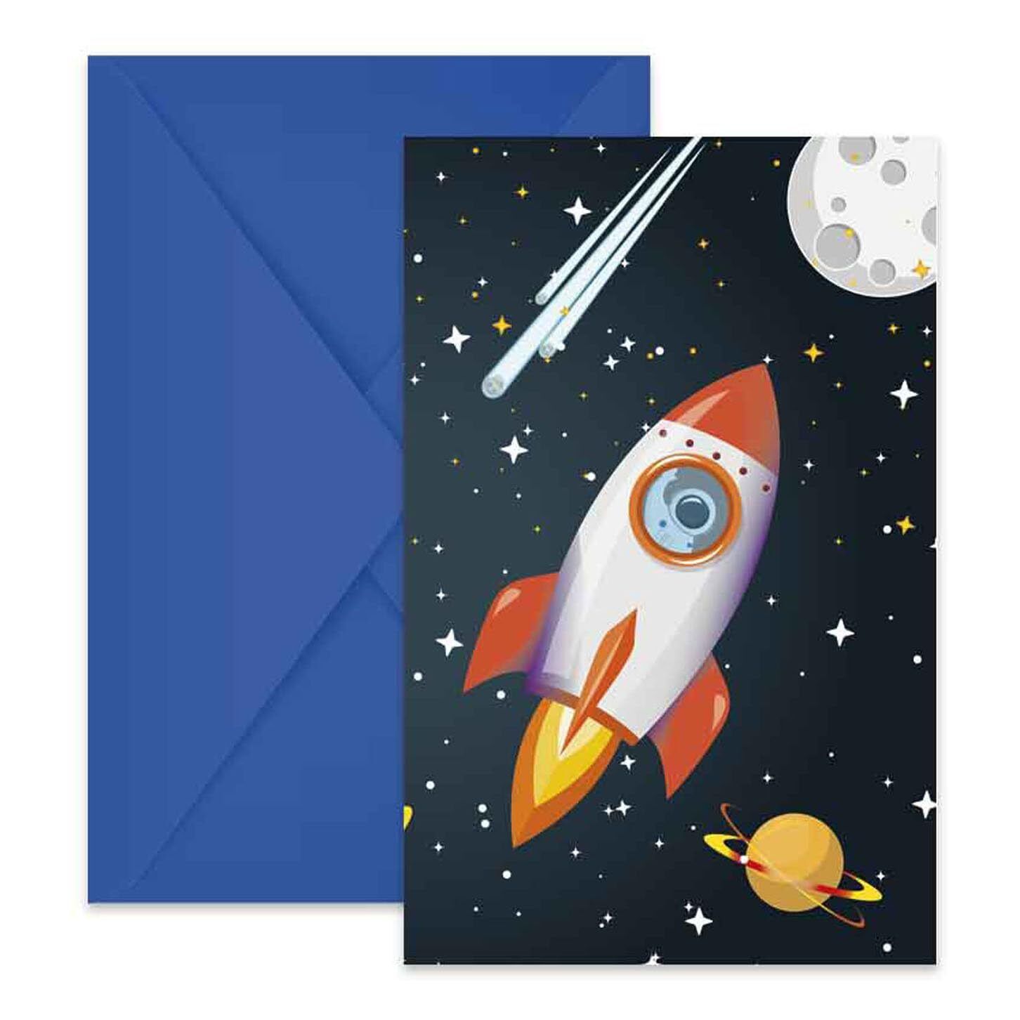 Procos - Rocket Spaceship Rocket Space Party Invitations in FSC Paper, 6 Pieces,