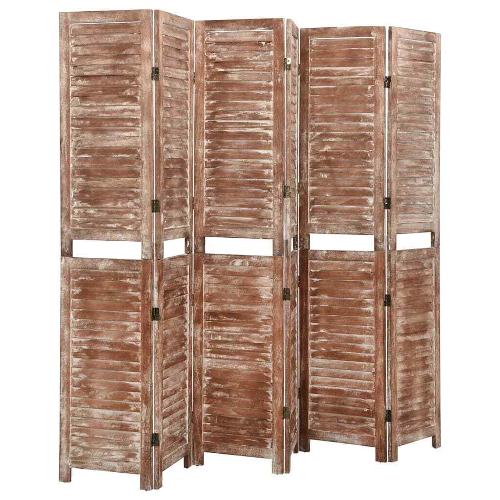 Divisorio 6 Pannelli Marrone 210x165cm Legno Massello Paulownia vidaXL