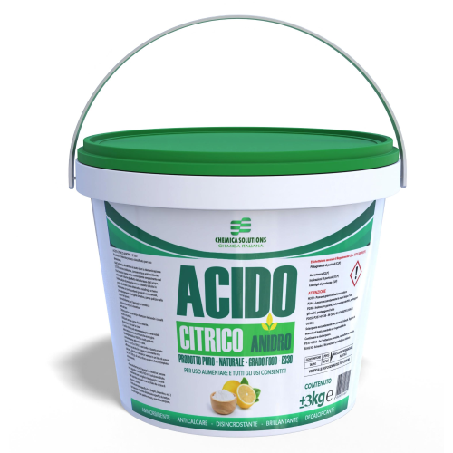 Acido Citrico ANIDRO E330 Anticalcare Disincrostante 3KG CHEMICA SOLUTIONS